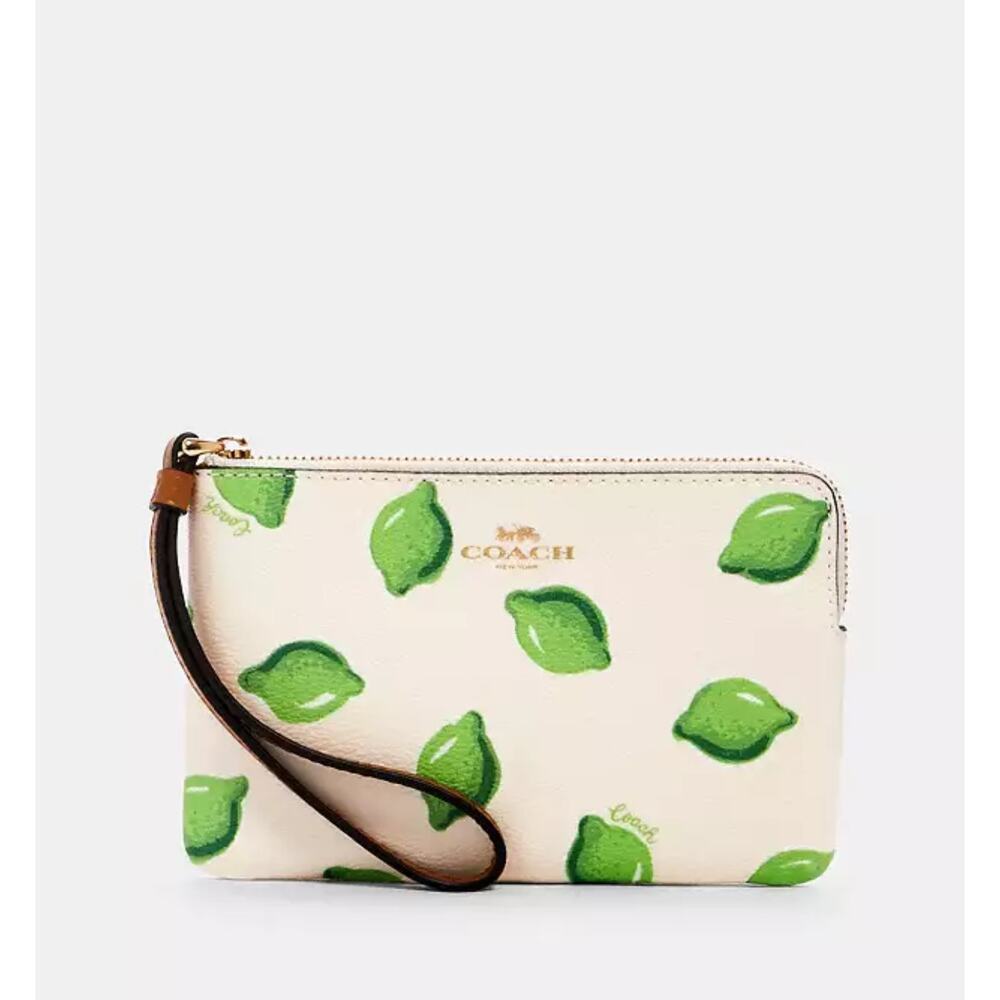 SOLD OUT Coach Corner Zip Wristlet with Lime Print